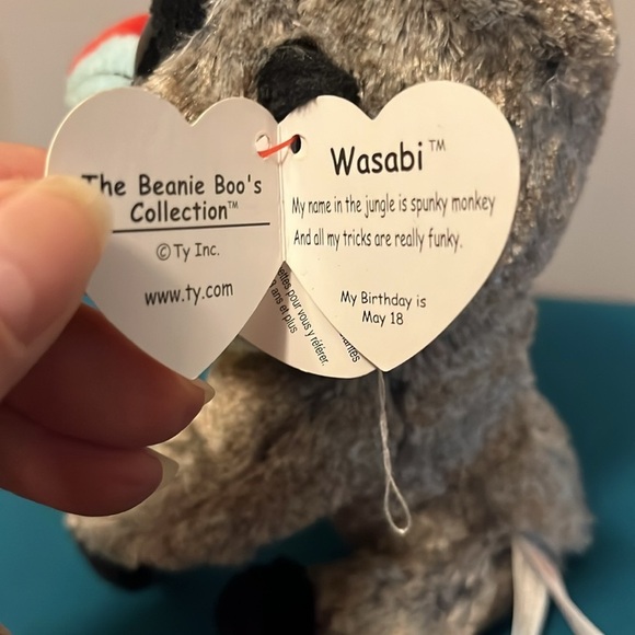 TY Beanie Boos 6" WASABI Baboon Plush Stuffed Animal Toy Heart Tags - Picture 4 of 4